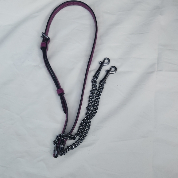 Coach Purple Leather & Gunmetal Chain Crossbody Strap NWOT - Picture 2 of 5